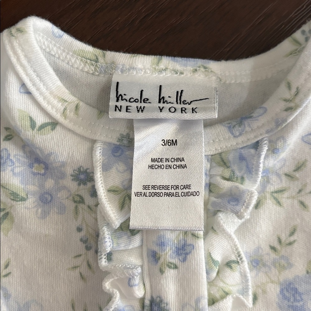 Nicole Miller Blue Floral Footie - Picture 3 of 3